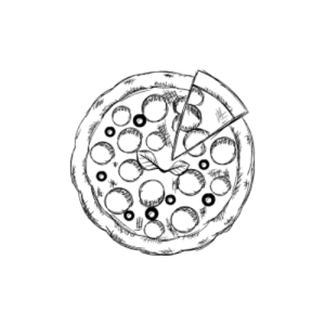 New York style pizza slice illustration, Sal’s Pizza Cafe, Gulf Breeze Florida